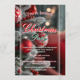 Elegant Red Christmas Party Invitation