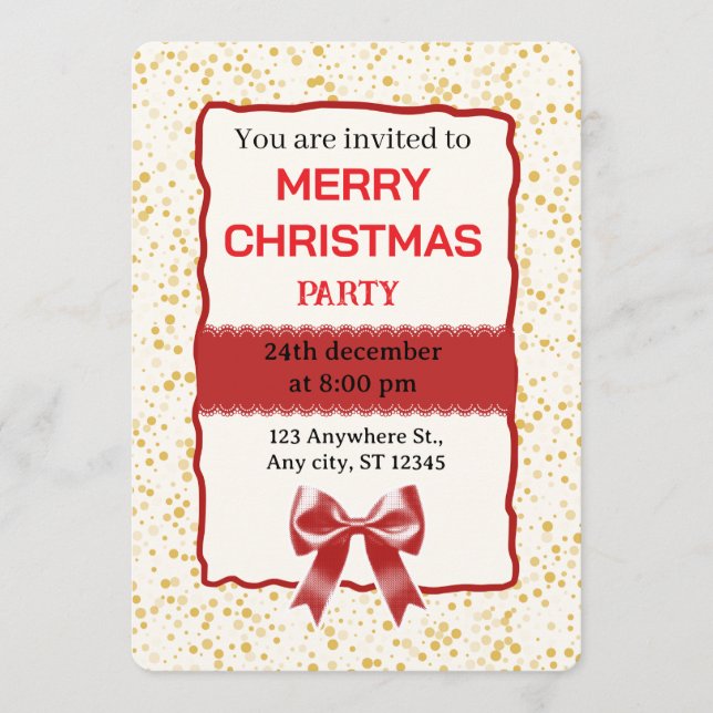 Elegant Red Christmas Party Invitation (Front)