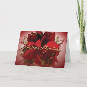 Elegant Red Christmas Poinsettia Holiday Card