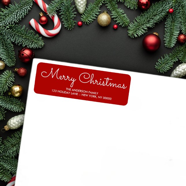 Elegant red Christmas Return Address Label (Elegant red Christmas Return Address Label)