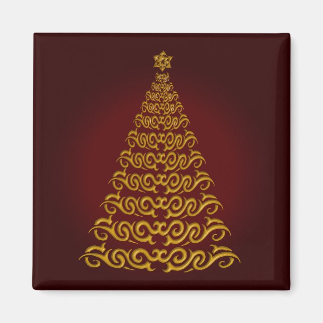 Elegant Red Christmas Tree Magnet (Front)