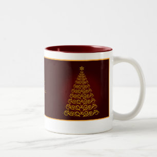 Elegant Red Christmas Tree Mug