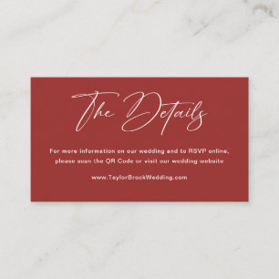 Elegant Red Christmas Wedding Website Enclosure Card