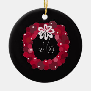 Elegant Red Christmas Wreath Ceramic Tree Decoration