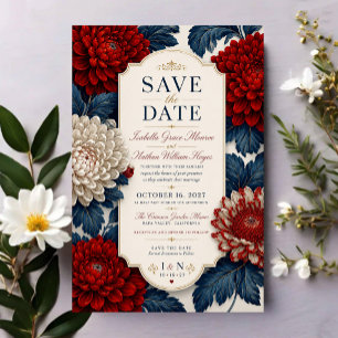 Elegant Red Chrysanthemum Flora Acrylic Invitations