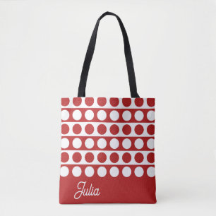 Elegant Red Circle On Stripe Line Pattern Tote Bag