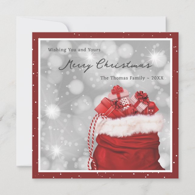 Elegant Red Classic Merry Christmas Card (Front)