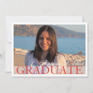 Elegant red classy graduation portrait invitation