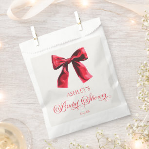 Elegant Red Coquette Bow Bridal Shower Favour Bags