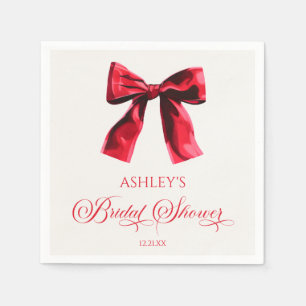 Elegant Red Coquette Bow Bridal Shower Napkin