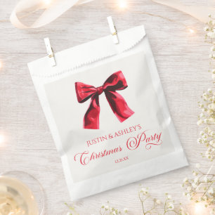 Elegant Red Coquette Bow Christmas Party Favour Bags
