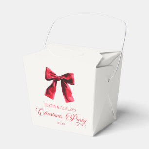 Elegant Red Coquette Bow Christmas Party Favour Box