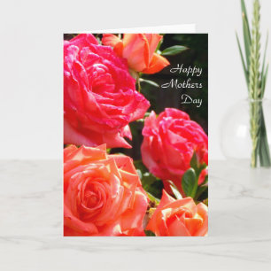 Elegant red coral orange roses card