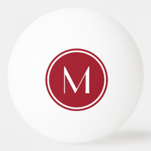 Elegant Red Custom Monogram Ping Pong Ball