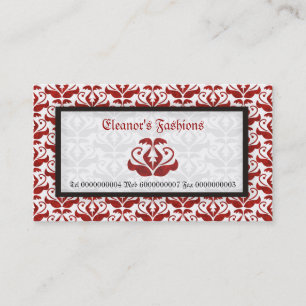 Elegant red damask fashion business cards