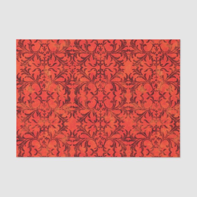 Elegant Red Damask Tissue Paper (Front)