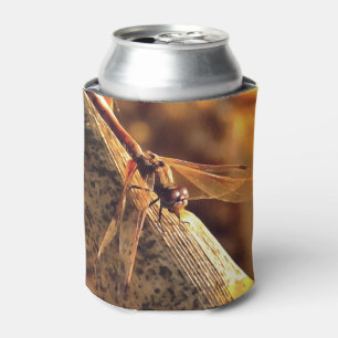 Elegant Red Darter Dragonfly Insect Art Can Cooler