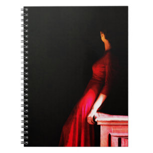 Elegant Red Dress Mysterious Woman in Shadows Notebook