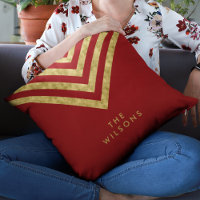 Elegant Red Family Name Chevron Pattern