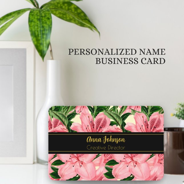 Elegant Red Floral Background Personalised Name  Business Card (Creator Uploaded)