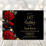 Elegant Red Floral Black 60th Birthday Party Invitation<br><div class="desc">Invite your friends and loved ones to your birthday celebration with this elegant red floral 60th birthday party invitation. The customizable text area in this invitation template allows you to include all the necessary details for your special birthday celebration, including the date, time, venue, and RSVP information. A variety of...</div>