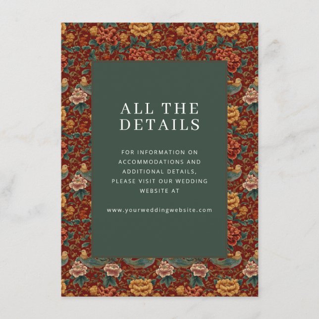 Elegant Red Floral Border Enclosure Card (Front)
