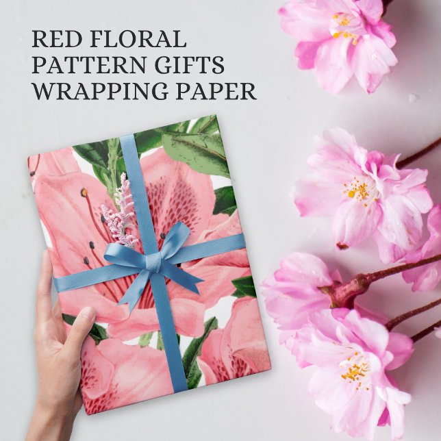 Elegant Red Floral Business Product Packaging  Wrapping Paper (Creator Uploaded)