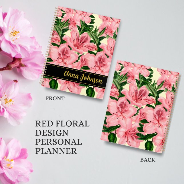 Elegant Red Floral Customisable Name Personal  Planner (Creator Uploaded)