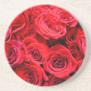 Elegant red floral flowers Red Roses rose garden Coaster
