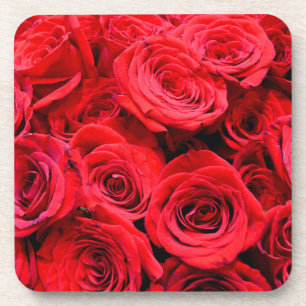 Elegant red floral flowers Red Roses rose garden Coaster