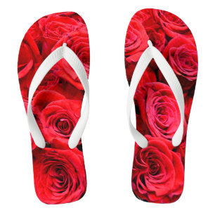 Elegant red floral flowers roses jandals