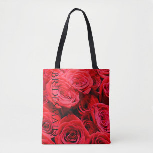 Elegant red floral flowers roses tote bag