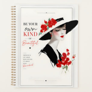 Elegant Red Floral Hat Fashion Planner
