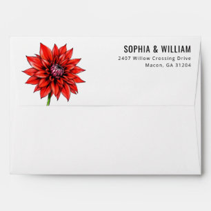 Elegant Red Floral Illustration Envelope