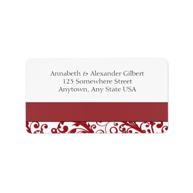 Elegant Red Floral Label (Front)