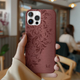 Elegant Red Floral Lace On Red Case-Mate iPhone 14 Pro Case