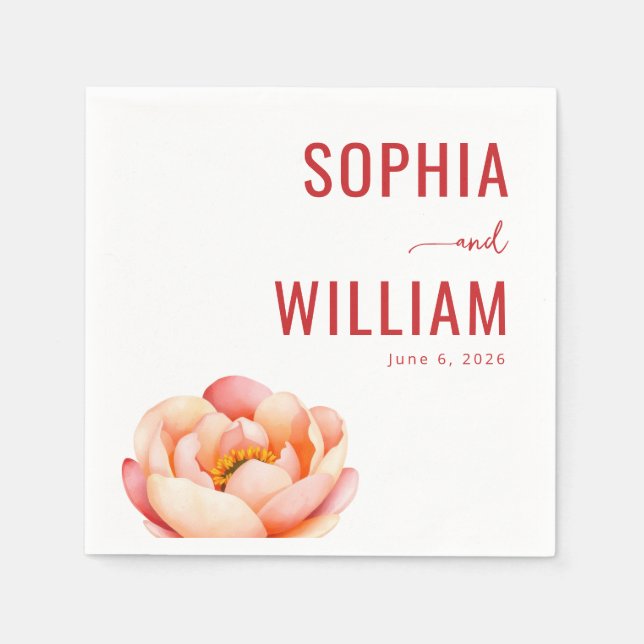 Elegant Red Floral Napkin (Front)