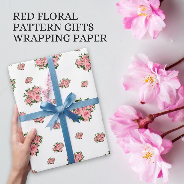 Elegant Red Floral Pattern Business Packaging Wrapping Paper (Creator Uploaded)