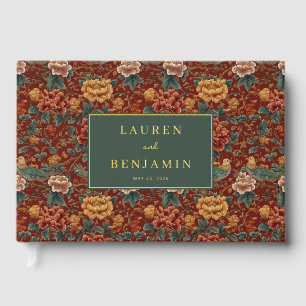 Elegant Red Floral Pattern Guest Book