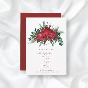 Elegant Red Floral Poinsettia Christmas Wedding Enclosure Card