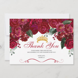 Elegant Red Floral Quinceanera Thank You