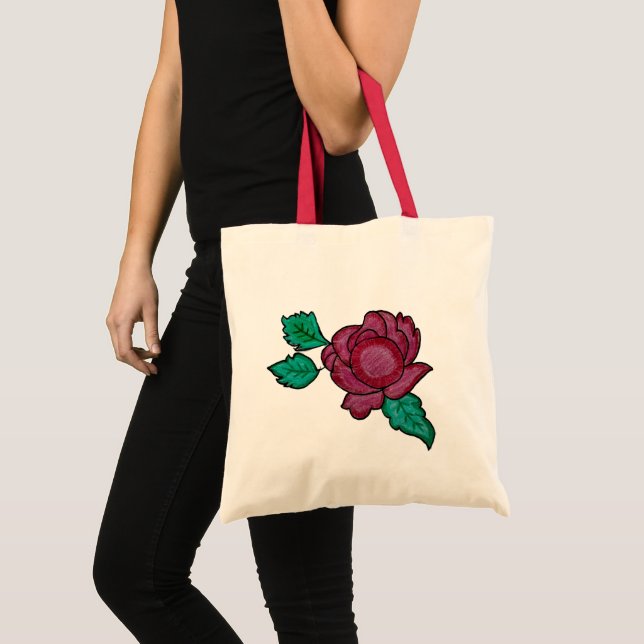 Elegant Red Floral Rose Tote Bag (Front (Product))
