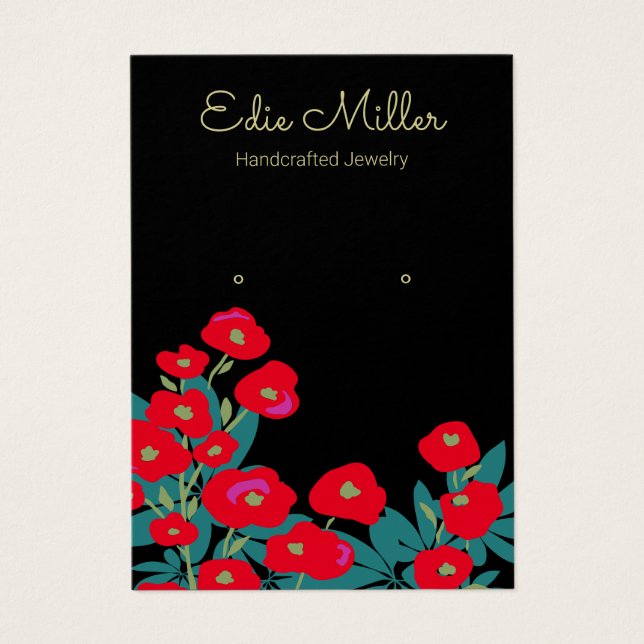 Elegant Red Floral Script   Earring Jewelry (Front)