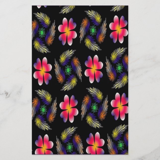 Elegant Red Floral Stationery (Front)