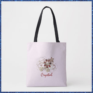 Elegant Red Floral Tote Bag