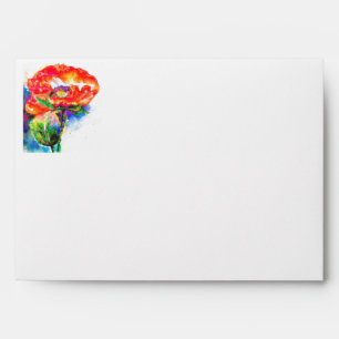 Elegant red floral watercolor painting envelopes