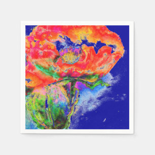 Elegant red floral watercolor painting napkin