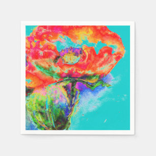 Elegant red floral watercolor painting napkin