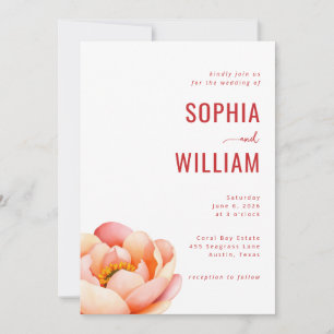 Elegant Red Floral Wedding Invitation