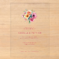Elegant Red Floral Wedding Invitation